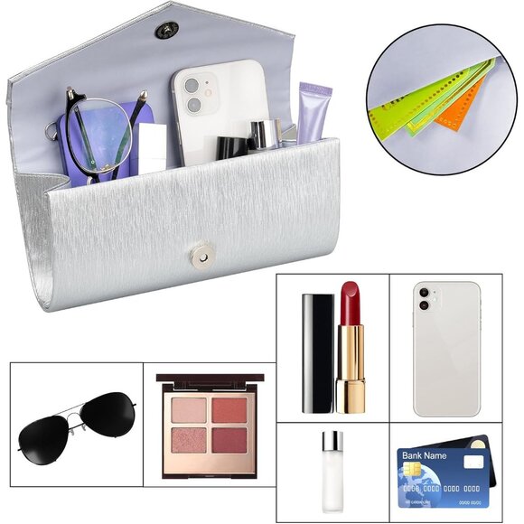 Women's Evening Handbags Fashion Vegan Leather Envelope Clutch Purse Chain - Picture 5 of 7